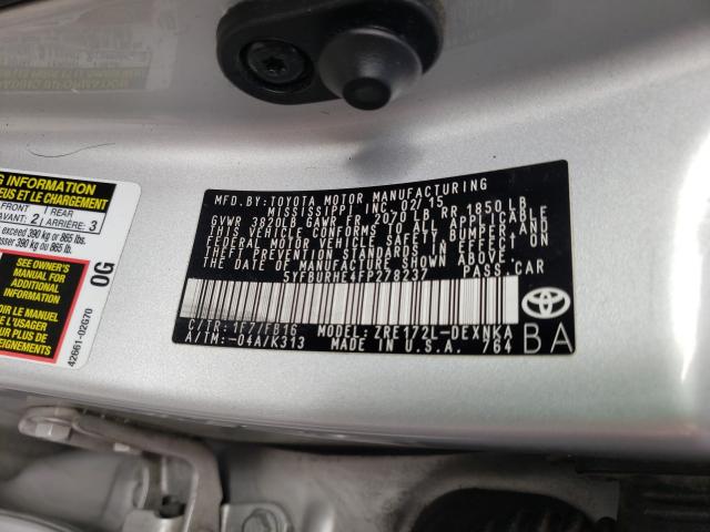 Photo 9 VIN: 5YFBURHE4FP278237 - TOYOTA COROLLA L 