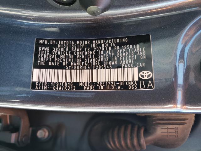 Photo 9 VIN: 5YFBURHE4FP289545 - TOYOTA COROLLA L 