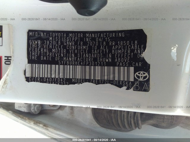 Photo 8 VIN: 5YFBURHE4FP301211 - TOYOTA COROLLA 