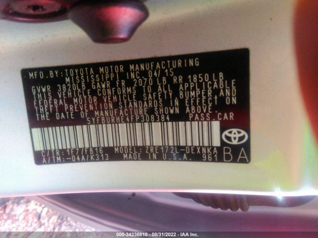 Photo 8 VIN: 5YFBURHE4FP308384 - TOYOTA COROLLA 