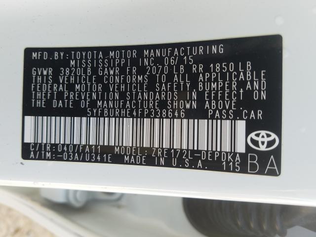 Photo 9 VIN: 5YFBURHE4FP338646 - TOYOTA COROLLA L 