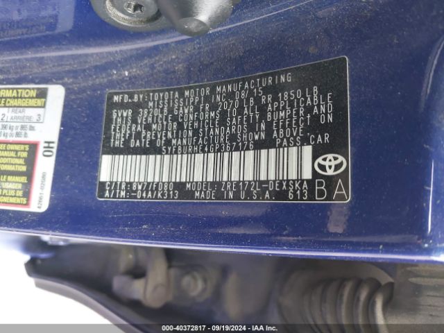 Photo 8 VIN: 5YFBURHE4GP367176 - TOYOTA COROLLA 