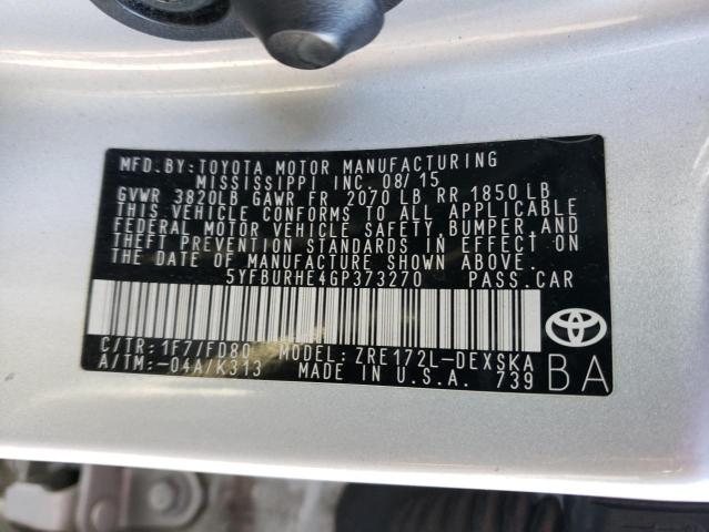 Photo 11 VIN: 5YFBURHE4GP373270 - TOYOTA COROLLA L 