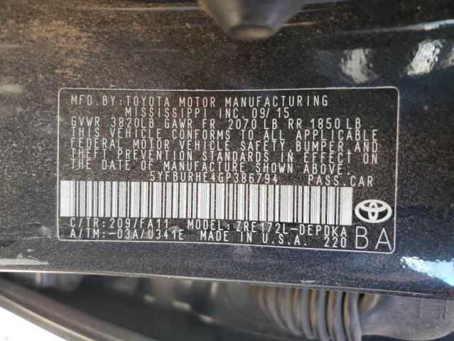 Photo 11 VIN: 5YFBURHE4GP386794 - TOYOTA COROLLA L 