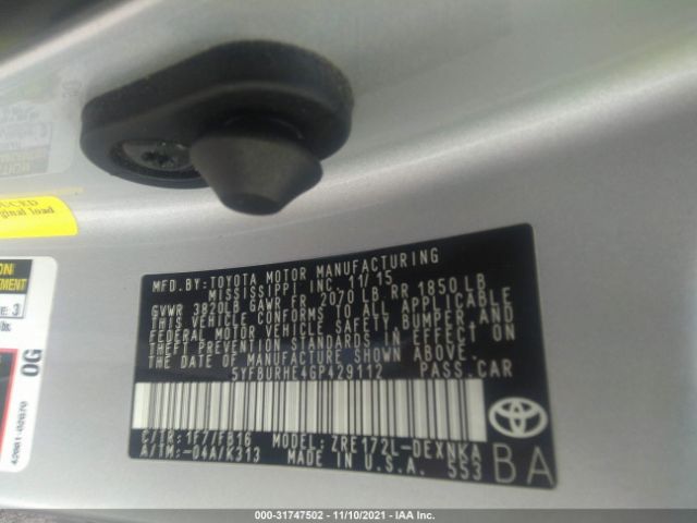 Photo 8 VIN: 5YFBURHE4GP429112 - TOYOTA COROLLA 