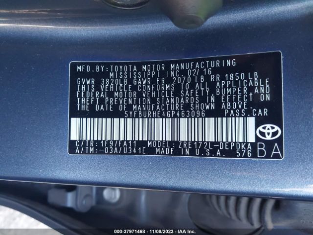 Photo 8 VIN: 5YFBURHE4GP463096 - TOYOTA COROLLA 