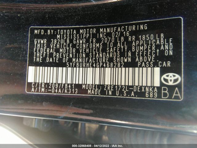 Photo 8 VIN: 5YFBURHE4GP468282 - TOYOTA COROLLA 