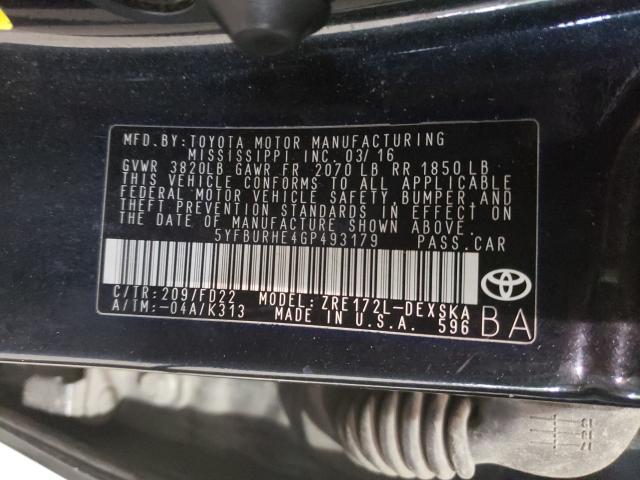 Photo 9 VIN: 5YFBURHE4GP493179 - TOYOTA COROLLA L 