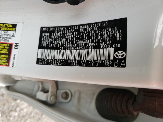 Photo 9 VIN: 5YFBURHE4GP531462 - TOYOTA COROLLA L 