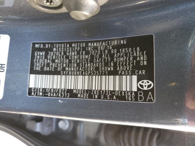 Photo 9 VIN: 5YFBURHE4GP535771 - TOYOTA COROLLA L 