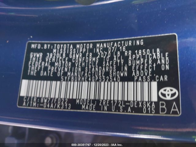 Photo 8 VIN: 5YFBURHE4GP552540 - TOYOTA COROLLA 