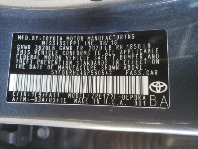 Photo 11 VIN: 5YFBURHE4GP560542 - TOYOTA COROLLA L 