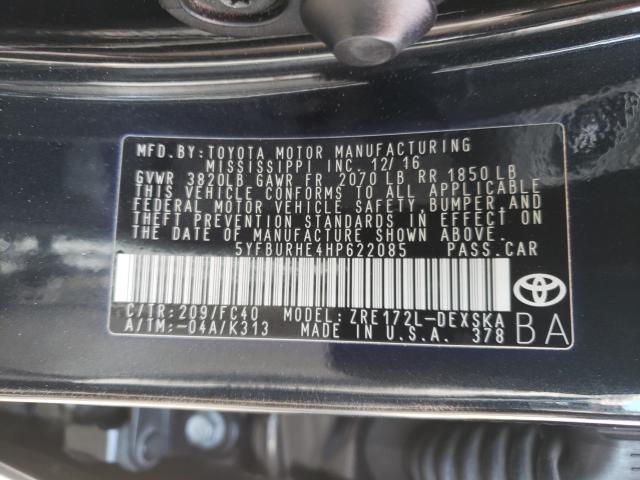 Photo 9 VIN: 5YFBURHE4HP622085 - TOYOTA COROLLA L 