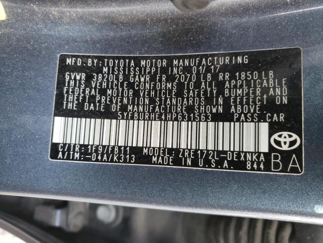 Photo 11 VIN: 5YFBURHE4HP631563 - TOYOTA COROLLA L 