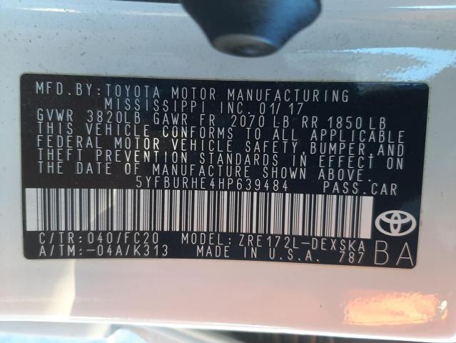 Photo 9 VIN: 5YFBURHE4HP639484 - TOYOTA COROLLA L 