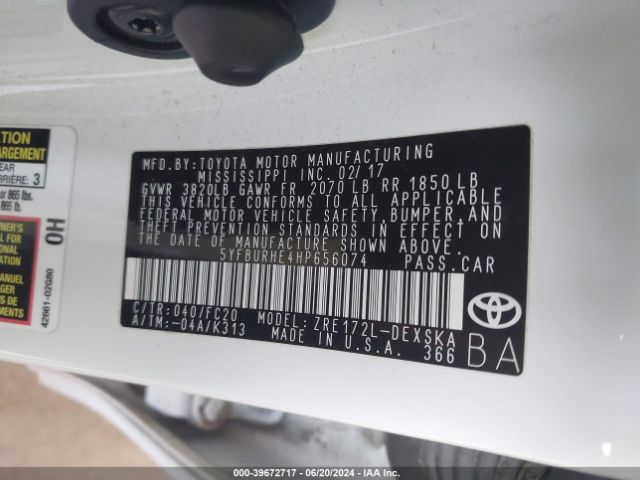 Photo 8 VIN: 5YFBURHE4HP656074 - TOYOTA COROLLA 