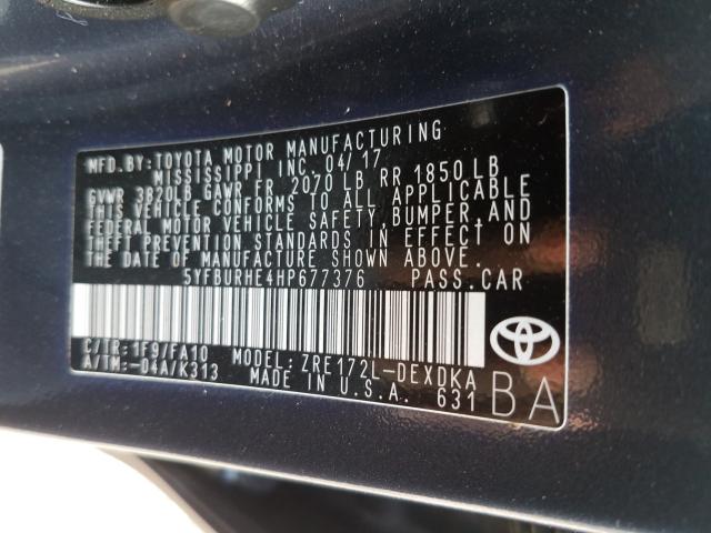 Photo 9 VIN: 5YFBURHE4HP677376 - TOYOTA COROLLA L 