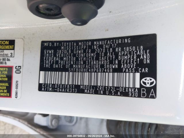 Photo 8 VIN: 5YFBURHE4HP687468 - TOYOTA COROLLA 