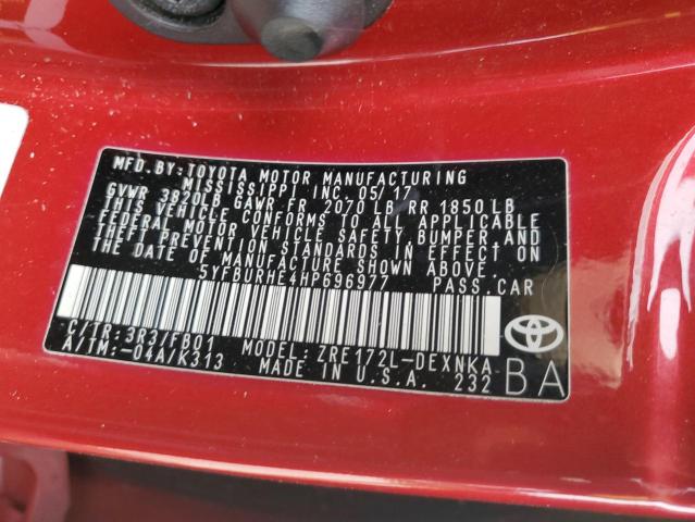 Photo 11 VIN: 5YFBURHE4HP696977 - TOYOTA COROLLA L 