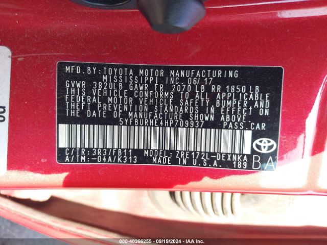 Photo 8 VIN: 5YFBURHE4HP709937 - TOYOTA COROLLA 