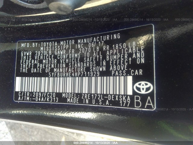 Photo 8 VIN: 5YFBURHE4HP711929 - TOYOTA COROLLA 