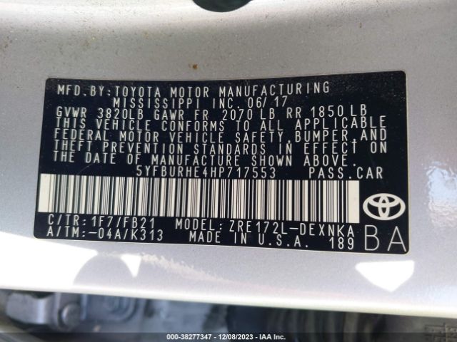 Photo 8 VIN: 5YFBURHE4HP717553 - TOYOTA COROLLA 