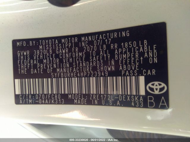 Photo 8 VIN: 5YFBURHE4HP723949 - TOYOTA COROLLA 