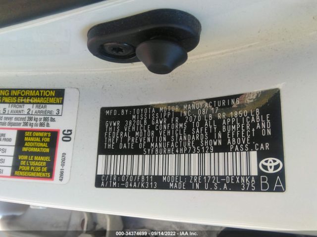 Photo 8 VIN: 5YFBURHE4HP735129 - TOYOTA COROLLA 