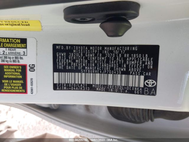 Photo 8 VIN: 5YFBURHE4JP760439 - TOYOTA COROLLA 