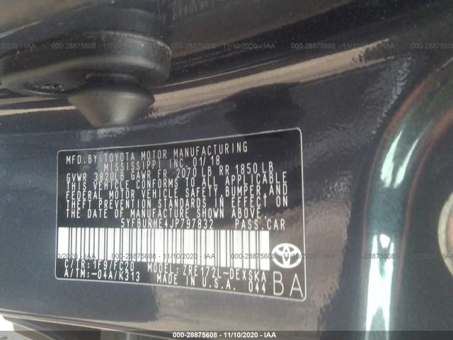 Photo 8 VIN: 5YFBURHE4JP797832 - TOYOTA COROLLA 