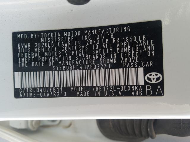 Photo 9 VIN: 5YFBURHE4JP803273 - TOYOTA COROLLA L 