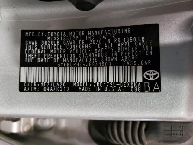 Photo 11 VIN: 5YFBURHE4JP841909 - TOYOTA COROLLA 