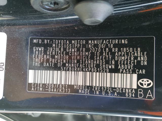 Photo 9 VIN: 5YFBURHE4KP861529 - TOYOTA COROLLA L 