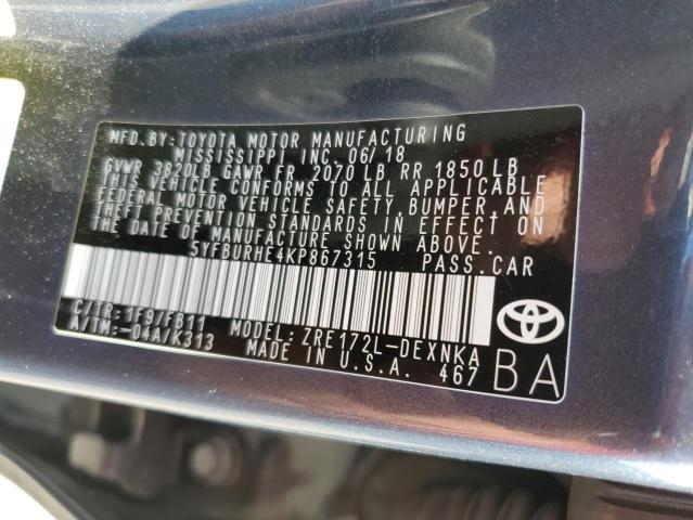 Photo 12 VIN: 5YFBURHE4KP867315 - TOYOTA COROLLA L 