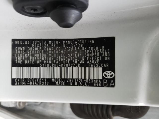 Photo 11 VIN: 5YFBURHE4KP872708 - TOYOTA COROLLA L 