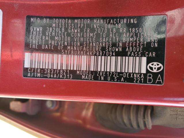 Photo 12 VIN: 5YFBURHE4KP887094 - TOYOTA COROLLA L 