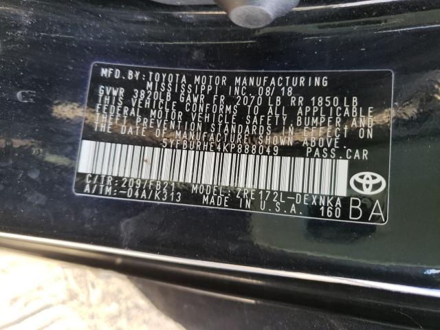 Photo 9 VIN: 5YFBURHE4KP888049 - TOYOTA COROLLA L 