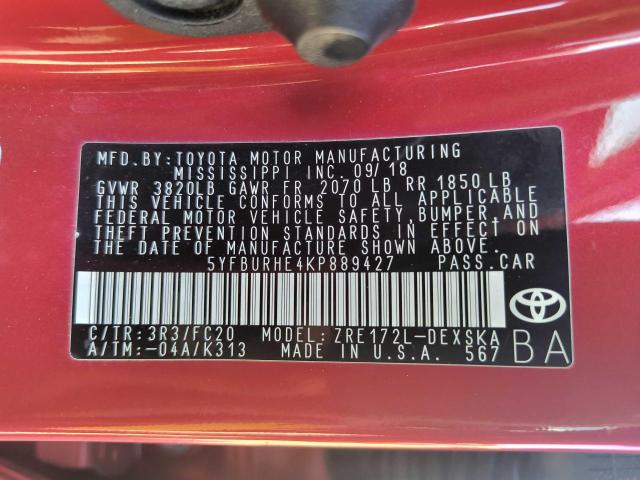 Photo 9 VIN: 5YFBURHE4KP889427 - TOYOTA COROLLA 