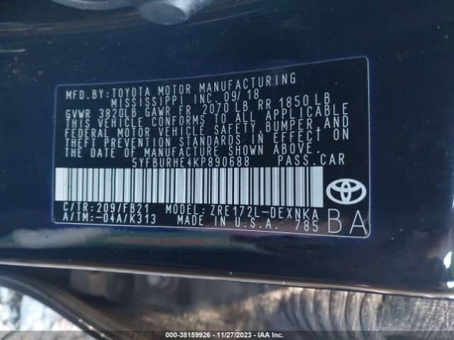 Photo 8 VIN: 5YFBURHE4KP890688 - TOYOTA COROLLA 