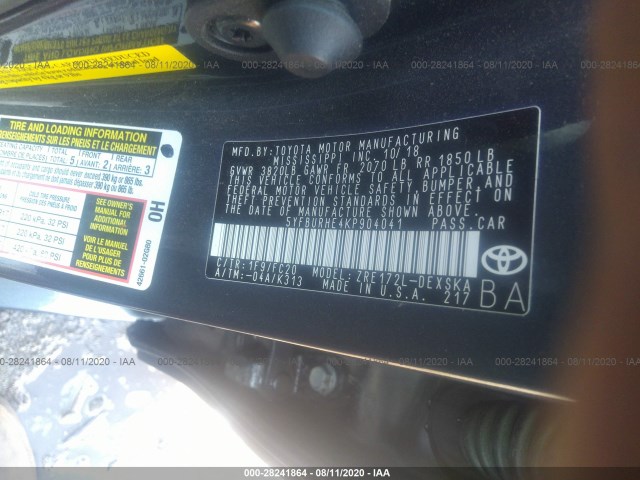 Photo 8 VIN: 5YFBURHE4KP904041 - TOYOTA COROLLA 