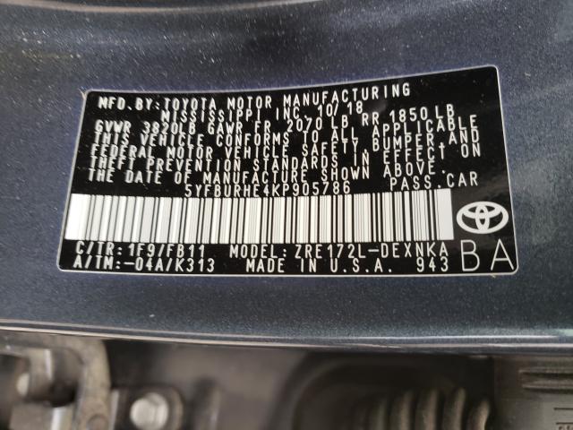 Photo 9 VIN: 5YFBURHE4KP905786 - TOYOTA COROLLA 