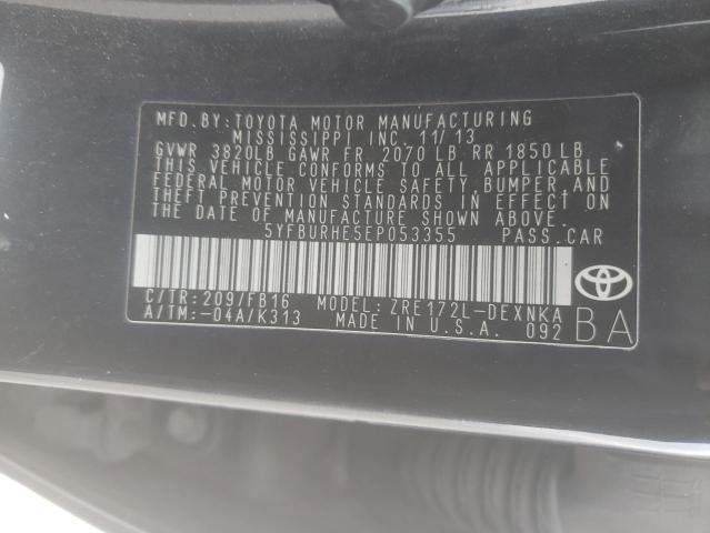 Photo 9 VIN: 5YFBURHE5EP053355 - TOYOTA COROLLA L 