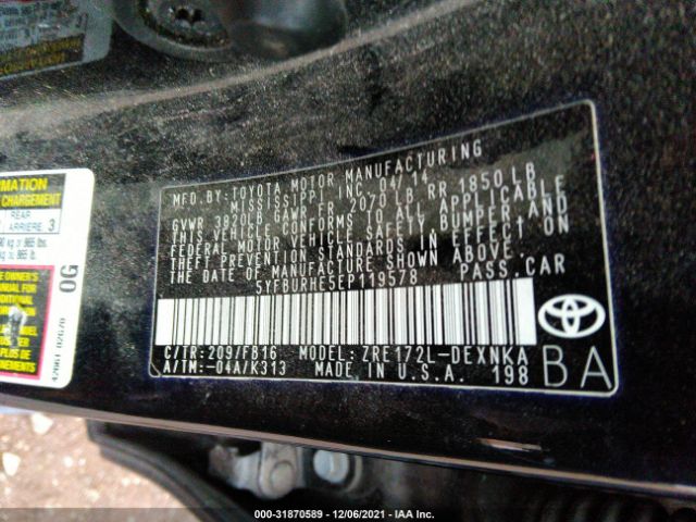 Photo 8 VIN: 5YFBURHE5EP119578 - TOYOTA COROLLA 