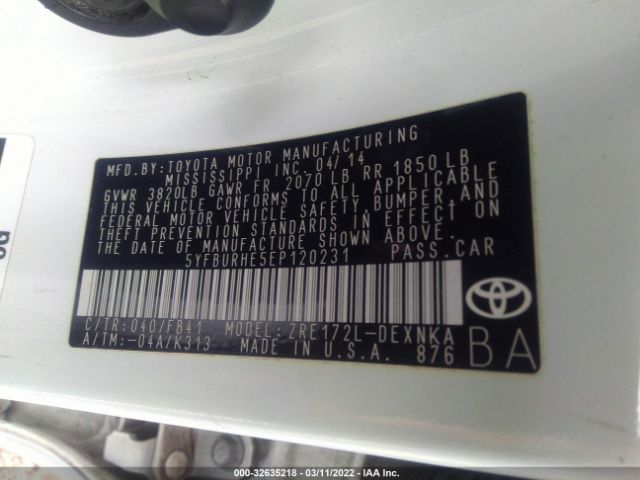 Photo 8 VIN: 5YFBURHE5EP120231 - TOYOTA COROLLA 