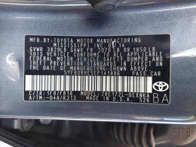 Photo 9 VIN: 5YFBURHE5EP141886 - TOYOTA COROLLA L 