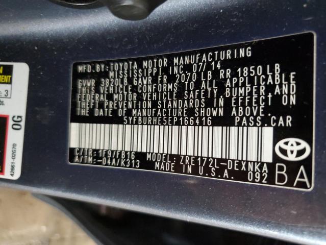 Photo 11 VIN: 5YFBURHE5EP166416 - TOYOTA COROLLA L 