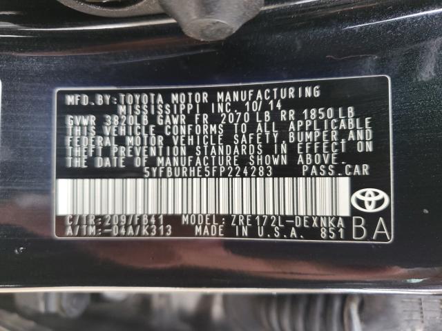 Photo 9 VIN: 5YFBURHE5FP224283 - TOYOTA COROLLA L 