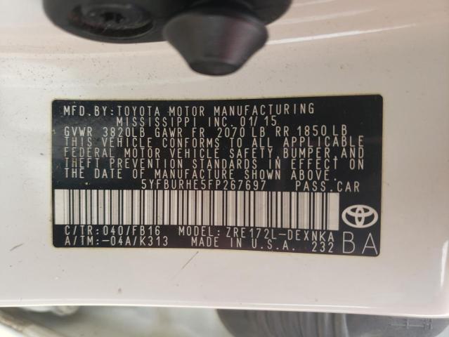 Photo 12 VIN: 5YFBURHE5FP267697 - TOYOTA COROLLA L 