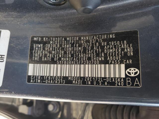 Photo 11 VIN: 5YFBURHE5FP292700 - TOYOTA COROLLA L 