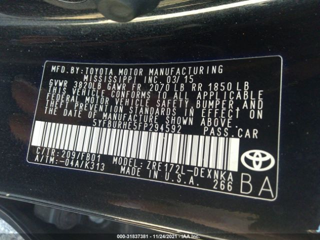 Photo 8 VIN: 5YFBURHE5FP294592 - TOYOTA COROLLA 